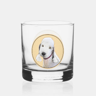 Verre À Whisky Bedlington Terrier Peinture - Art Chien original