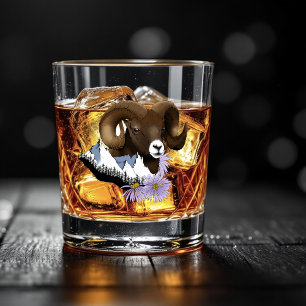 Verre À Whisky Bélier majestueux de gros mouton brun Montagnes Ve