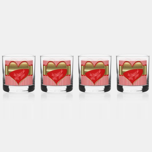 Verre À Whisky Boîtes de Coeurs Rock Glass Drinkware Set de 4 (Dos)