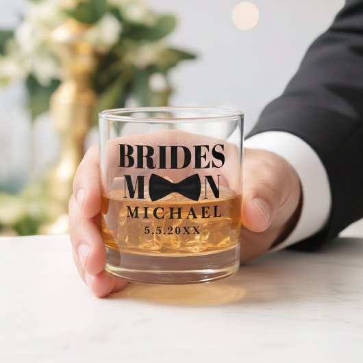 Verre À Whisky BRIDESMAN cravate noire mariage personnalisé
