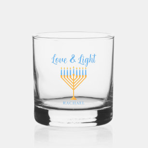 Verre À Whisky Cadeau de menorah personnalisé de Hanukkah Love &
