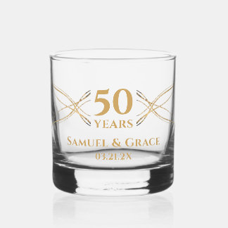 Verre À Whisky Cadeau personnalisé élégant doré pour le 50e anniv
