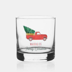Verre À Whisky Camionnette rouge de vacances de Noël familiale pe
