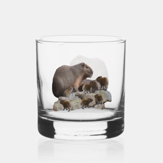Verre À Whisky Capybaras De Mère Et De Bébé, (Recto)