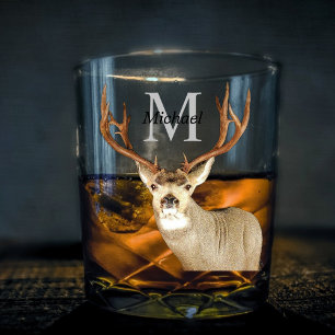Verre À Whisky Chasse de cerfs personnalisée Monogrammes Antlers