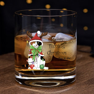 Verre À Whisky Chat de Noël calicot vert festif et drôle
