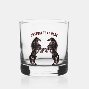 Verre À Whisky Cheval noir et texte personnalisé Personnalisé