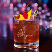 Verre À Whisky Chic White Script Monogram Bachelorette Party