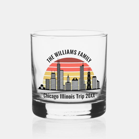 Verre À Whisky Chicago Sunset Customized Trip Souvenir (Recto)