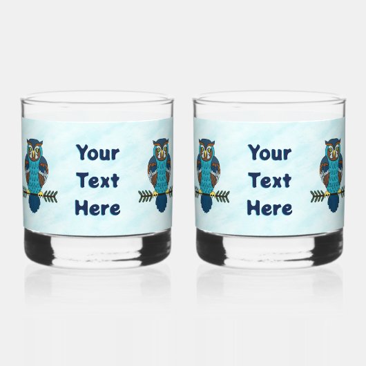 Verre À Whisky Chouette d'art populaire nordique (Verso)