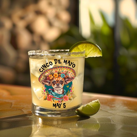 Verre À Whisky Cinco de Mayo Chihuahua portant Sombrero & Serape