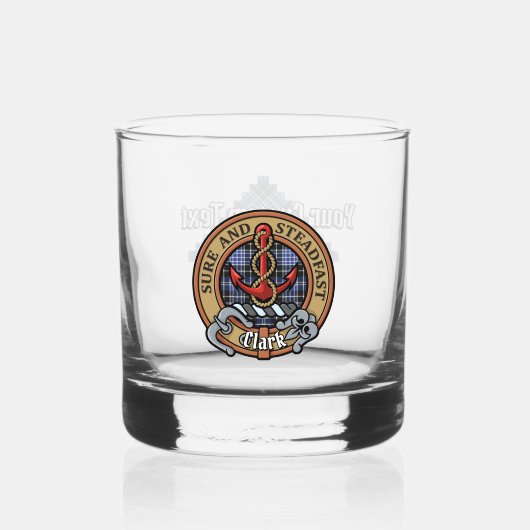 Verre À Whisky Clan Clark Crest sur Tartan (Recto)