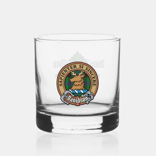 Verre À Whisky Clan Davidson Crest sur Tartan (Recto)
