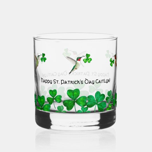 Verre À Whisky Colibris et Shamrocks (Recto)