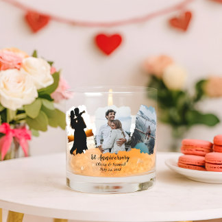 Verre À Whisky Collage personnalisé de couple Photo 1er Anniversa