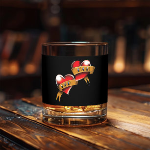 Verre À Whisky Conception de tatouage de bannière traditionnelle