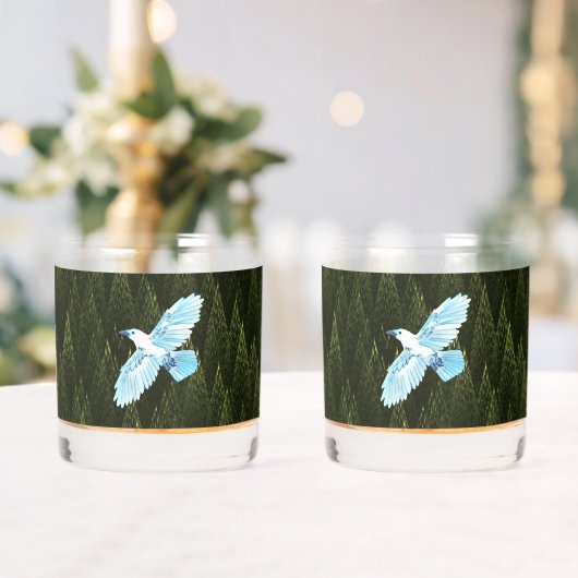 Verre À Whisky Corbeau blanc sur conifères fragiles (Insitu (Mariage))