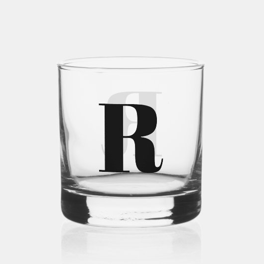 Verre À Whisky Couleur simple monogramme personnalisée (Recto)