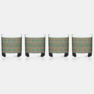 Verre À Whisky Couleurs en cuivre Turquoise sud-ouest Motif géomé