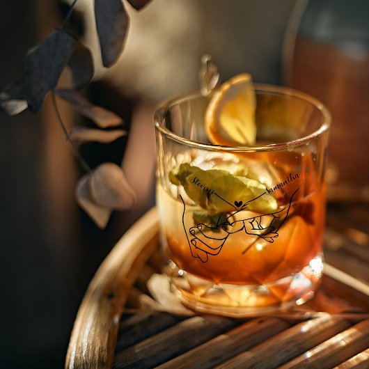 Verre À Whisky Couple moderne main main mariage de nom personnali