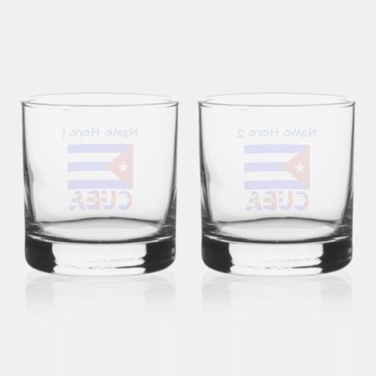 Verre À Whisky Cuba et Cuba Drapeau clair Bleu personnalisé (Verso)