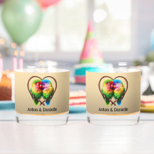 Verre À Whisky Cute Lovebirds se mêlant dans une toux en forme de