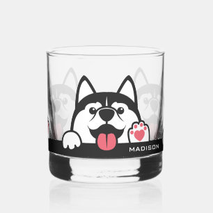 Verre À Whisky Cute Siberian Husky nom personnalisé