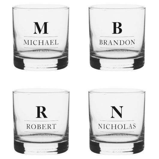 Verre À Whisky Design moderne Groomsmen Cadeaux Monogramme Best M