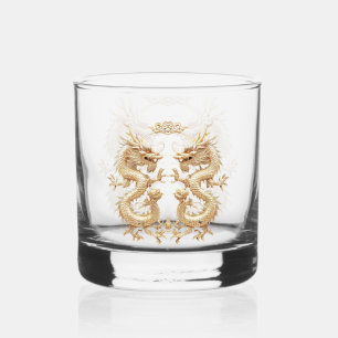 Verre À Whisky Dragon à deux têtes d'or moderne personnalisé