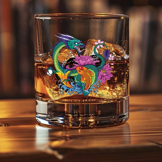 Verre À Whisky Dragon d'eau chinois Poisson Koi