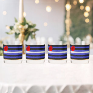Verre À Whisky Drapeau de fierté en cuir SlipperyJoe's noir bleu