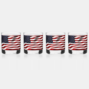 VERRE À WHISKY DRAPEAU D'ÉTOILES ET STRIPES