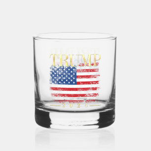 Verre À Whisky Drapeau vintage américain Gold Trump 2024