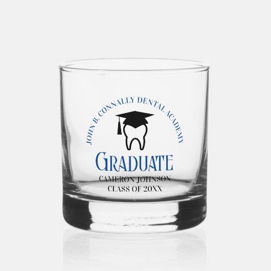 Verre À Whisky Ecole dentaire bleue Diplôme Dentiste sur mesure (Recto)