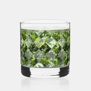 Verre À Whisky Élégance d'émeraude : Feuilles verts en coupe diam