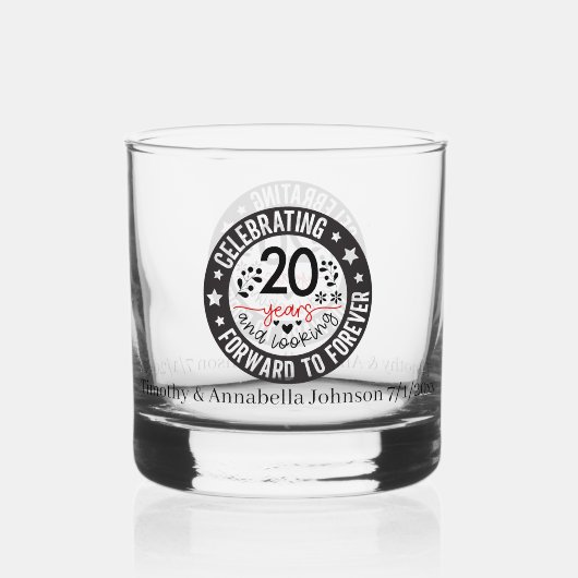 Verre À Whisky Élégant 20e année Anniversaire ajouter des noms da (Verso)
