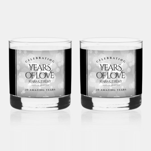 Verre À Whisky Élégant 25e anniversaire de Mariage d'argent (Recto)