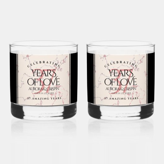 Verre À Whisky Élégant 37e anniversaire du Mariage Alabaster (Verso)