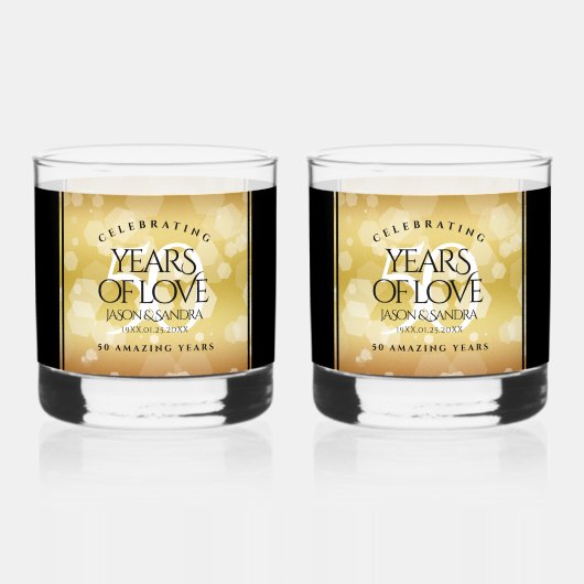 Verre À Whisky Élégant 50e anniversaire de Mariage d'or (Recto)