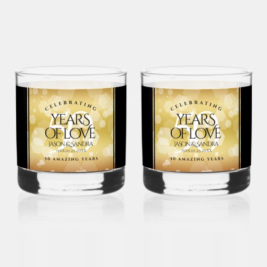 Verre À Whisky Élégant 50e anniversaire de Mariage d'or (Verso)