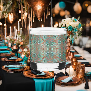 Verre À Whisky Elégant Cuivre Turquois Fleurs et vignes