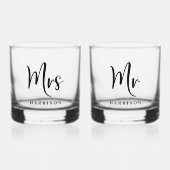 Verre À Whisky Élégant M. Mme Mariage personnalisée (Recto)