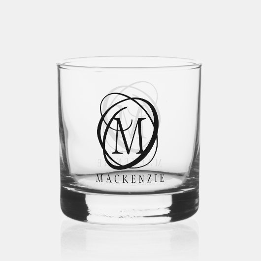 Verre À Whisky Élégant Nom du monogramme Couleur personnalisée (Recto)