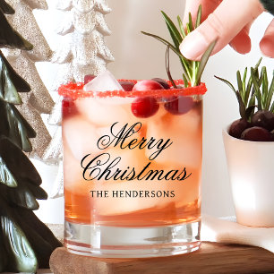 Verre À Whisky Élégant texte personnalisé de Noël Cocktail Script