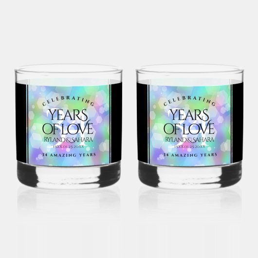 Verre À Whisky Élégante 34e anniversaire du Mariage Opal (Verso)