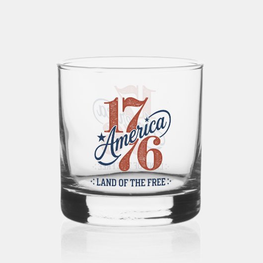 Verre À Whisky Emblème de script américain 1776 (Recto)