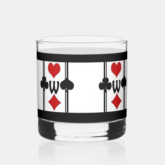 Verre À Whisky Ensemble de 1 combinaisons de carte de jeu Art déc (Recto)