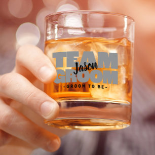 Verre À Whisky Équipe du marié nom de mariage personnalisé noir g
