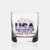 Verre À Whisky Etats-Unis drapeau texte parties scintillant feux (Verso)