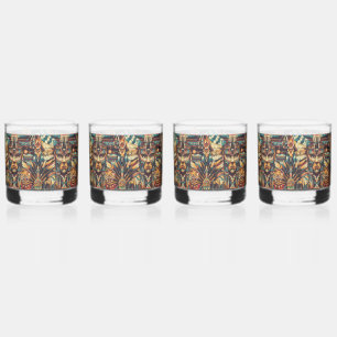 Verre À Whisky Ethereal Blue "Mesoamerican Motif" 12oz Rocks Glas